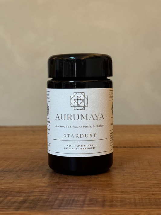 STARDUST / Atlantean Gold & Silver Honey with Ruby, Emerald & Sapphire Crystals, Aurumaya