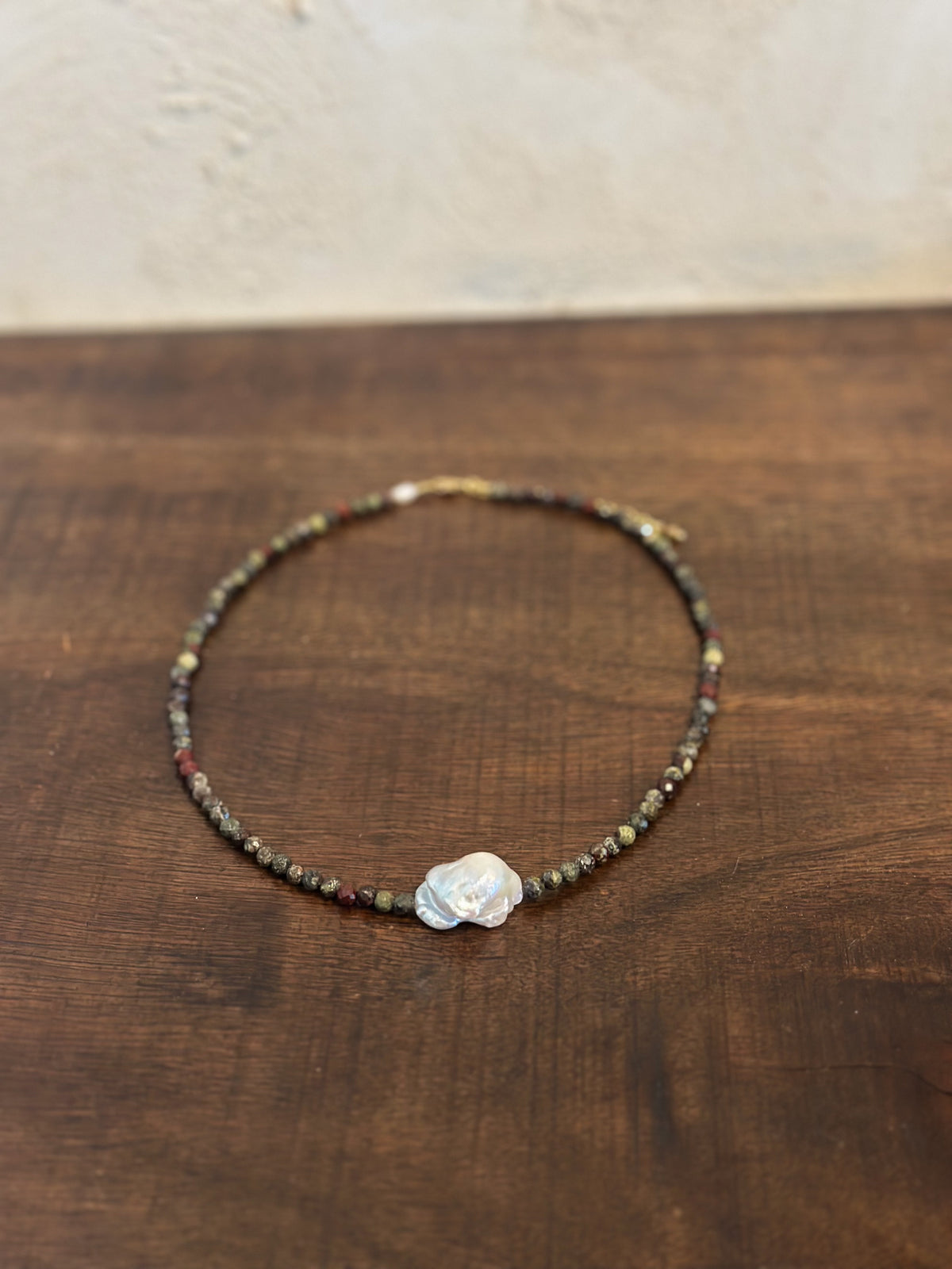 Dragon Blood Small Freshwater Pearl Necklace, Stone and Sol