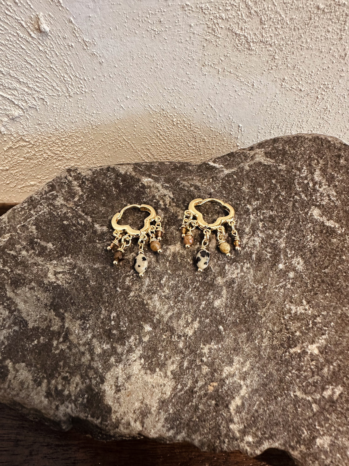 Dalmatian Jasper Chandelier Huggies, Stone and Sol