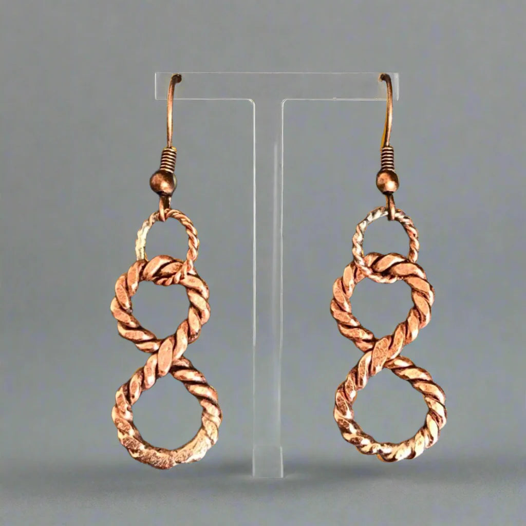 Infinity Tensor Earrings Copper Tensor Rings, Sacred Knowledge Energy Tools