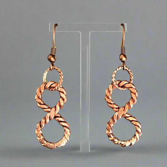 Infinity Tensor Earrings Copper Tensor Rings, Sacred Knowledge Energy Tools