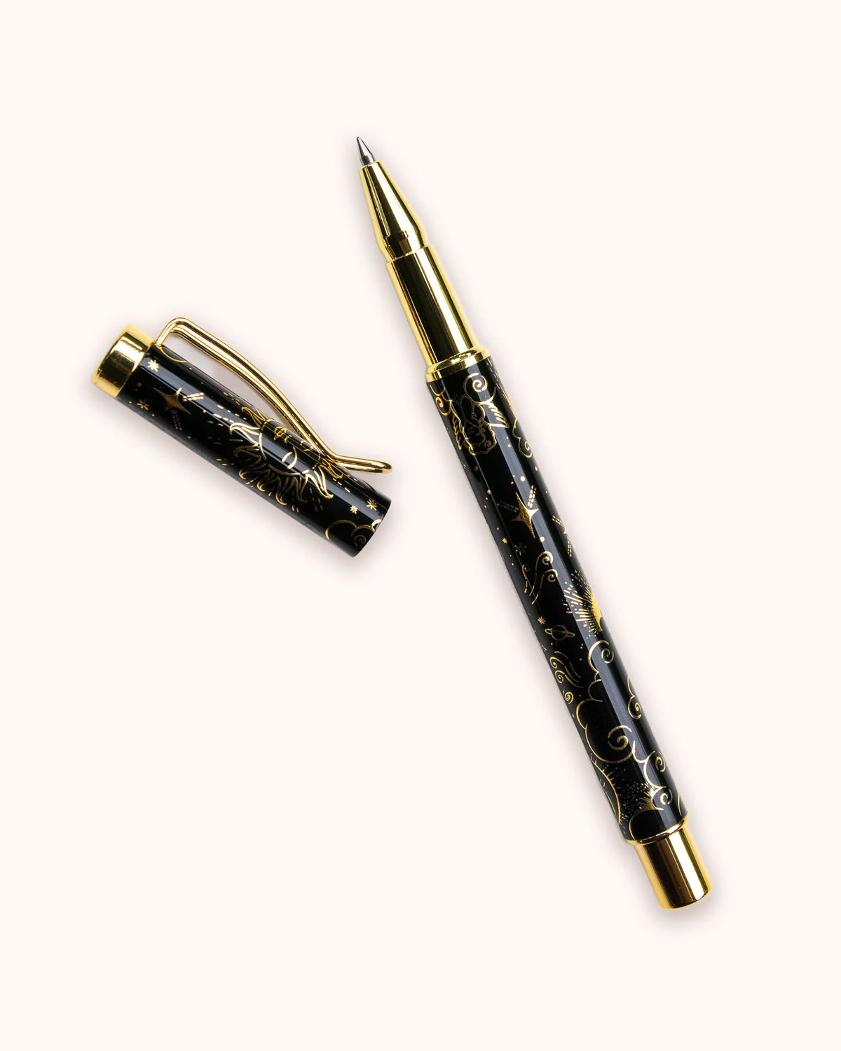 Celestial Rollerball Pen Black Ink, Dreamy Moons