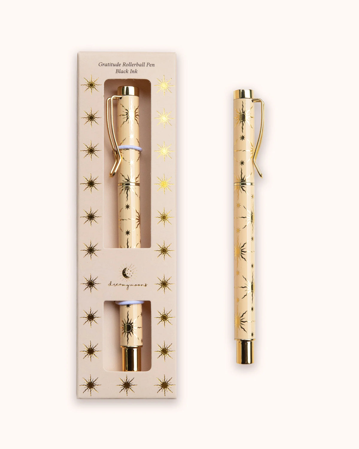 Gratitude Rollerball Pen Black Ink, Dreamy Moons