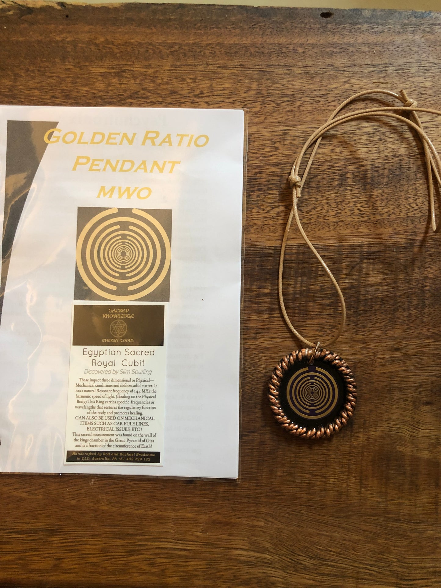 Golden Ratio MWO Pendant, Sacred Knowledge Energy Tools