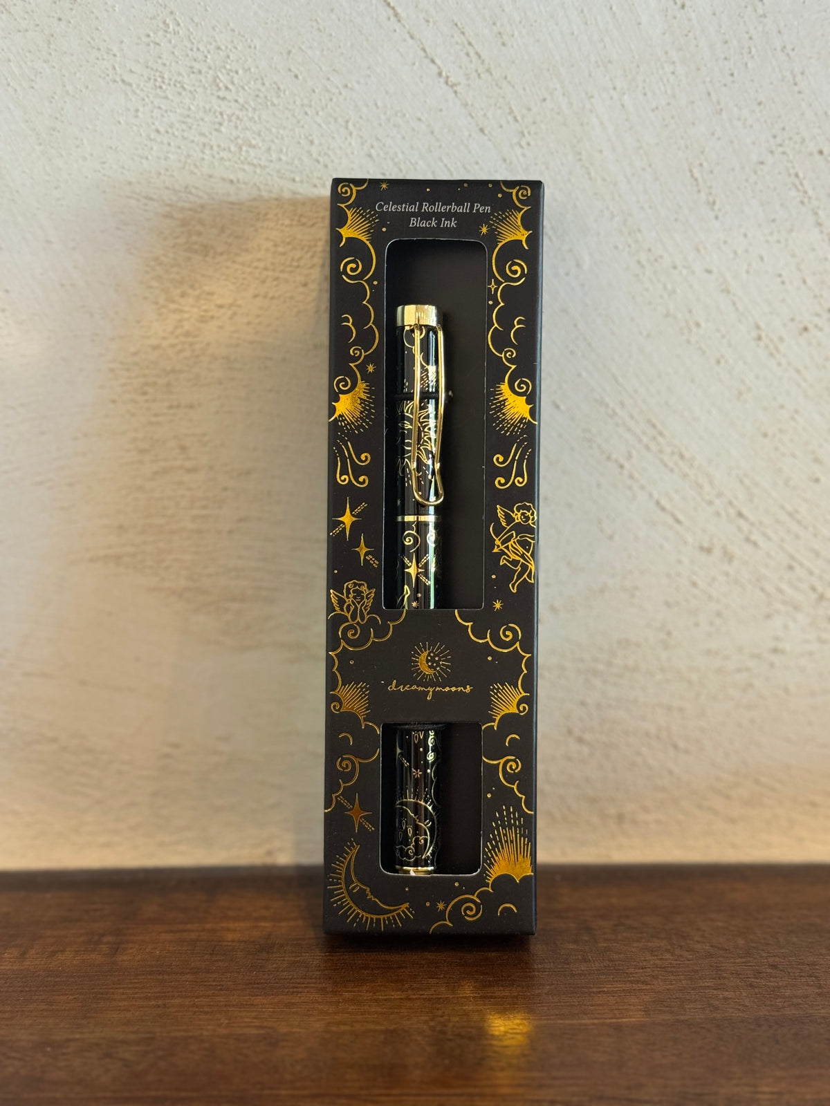 Celestial Rollerball Pen Black Ink, Dreamy Moons