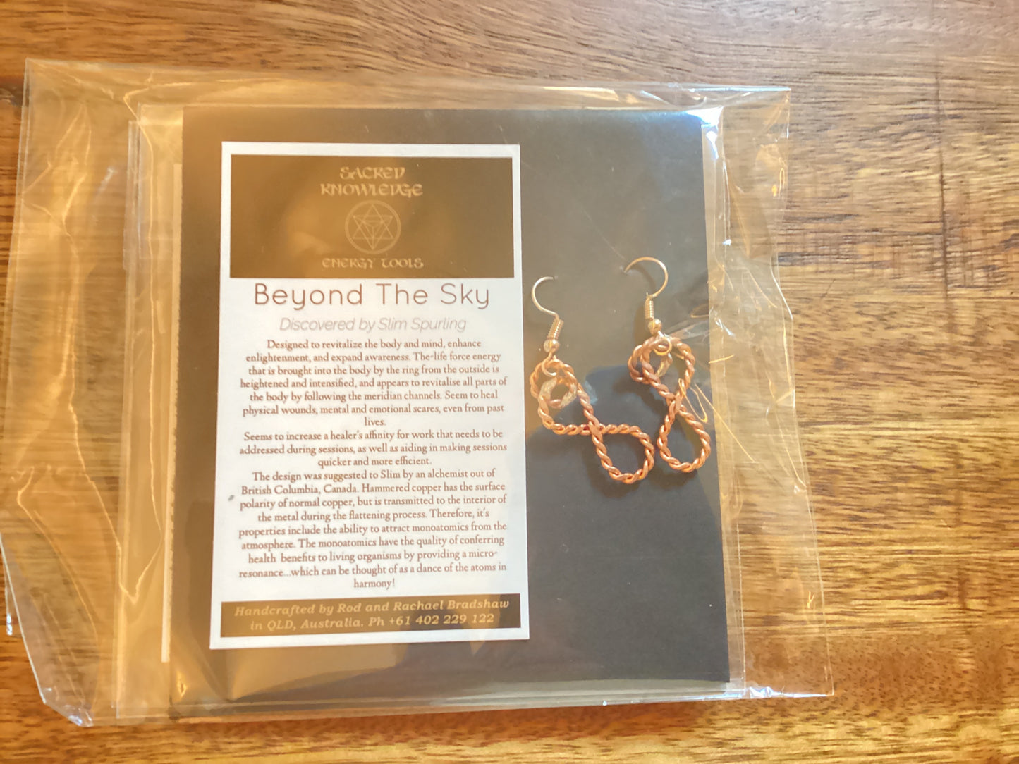 Infinity Tensor Earrings Copper Tensor Rings, Sacred Knowledge Energy Tools