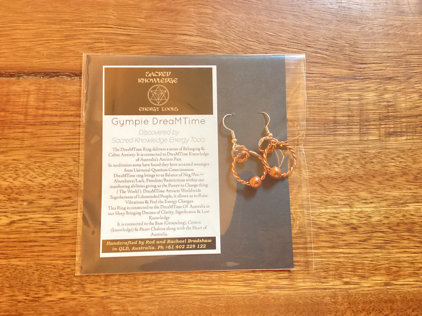 1/16 Gympie Dreamtime Earrings, Vibration Enhancer Tensor Rings, Sacred Knowledge Energy Tools
