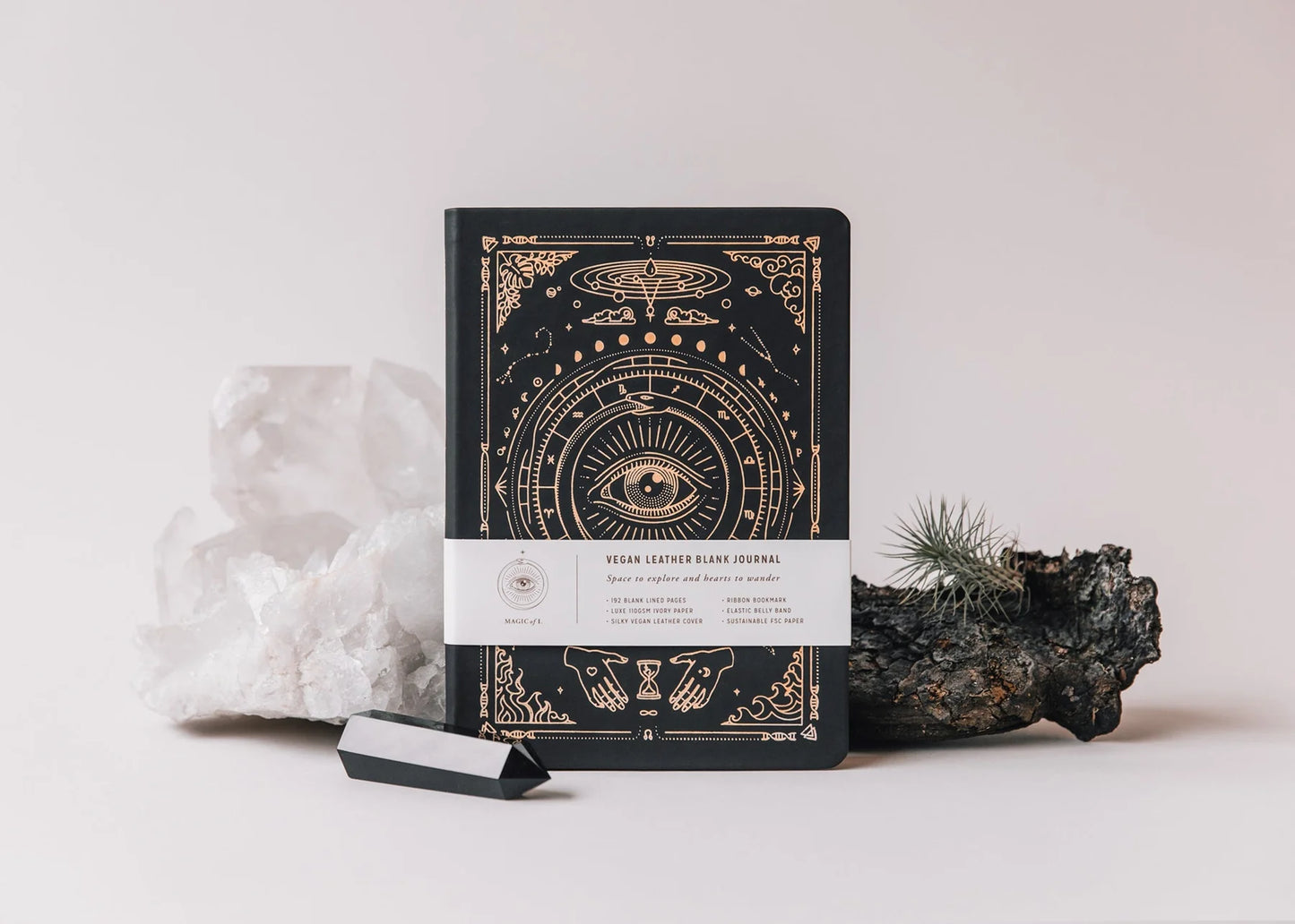 A5 Vegan Leather Blank Journal, Magic of I