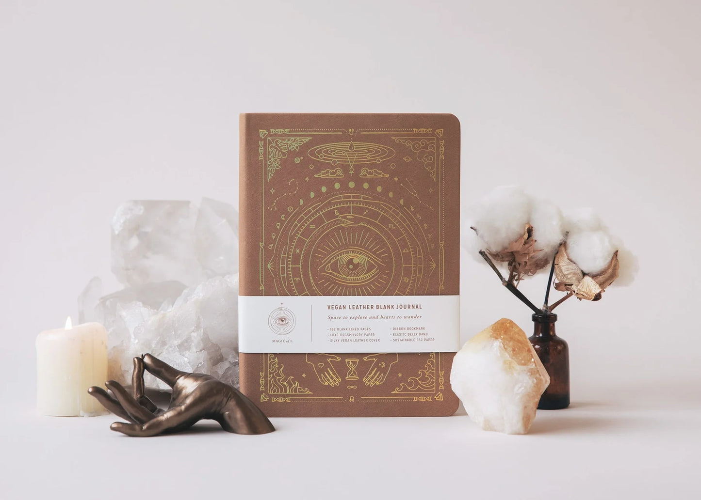 A5 Vegan Leather Blank Journal, Magic of I