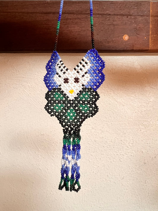 Peyote Bead Necklace, 'Blue Deer' (Small), Ritual