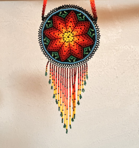 Peyote Bead Necklace 'Fire Star', Ritual