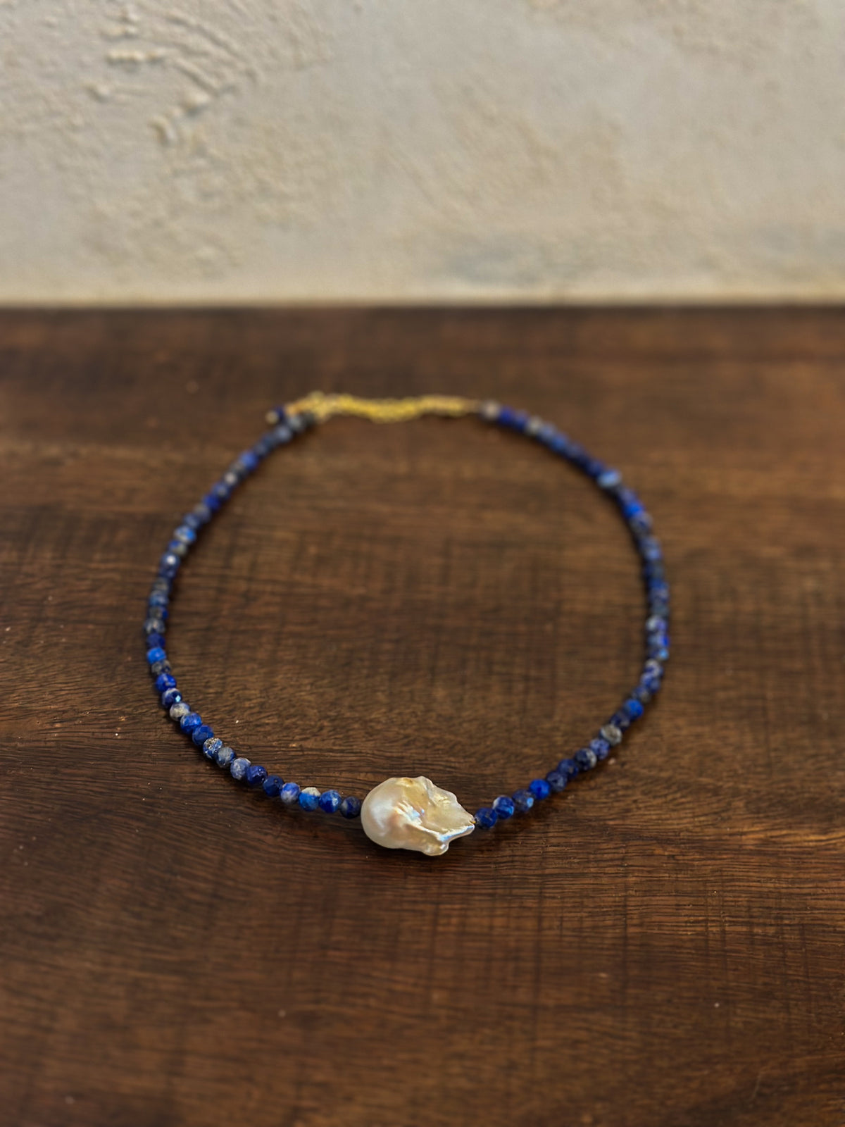 Lapis Baroque Pearl Choker, Stone and Sol