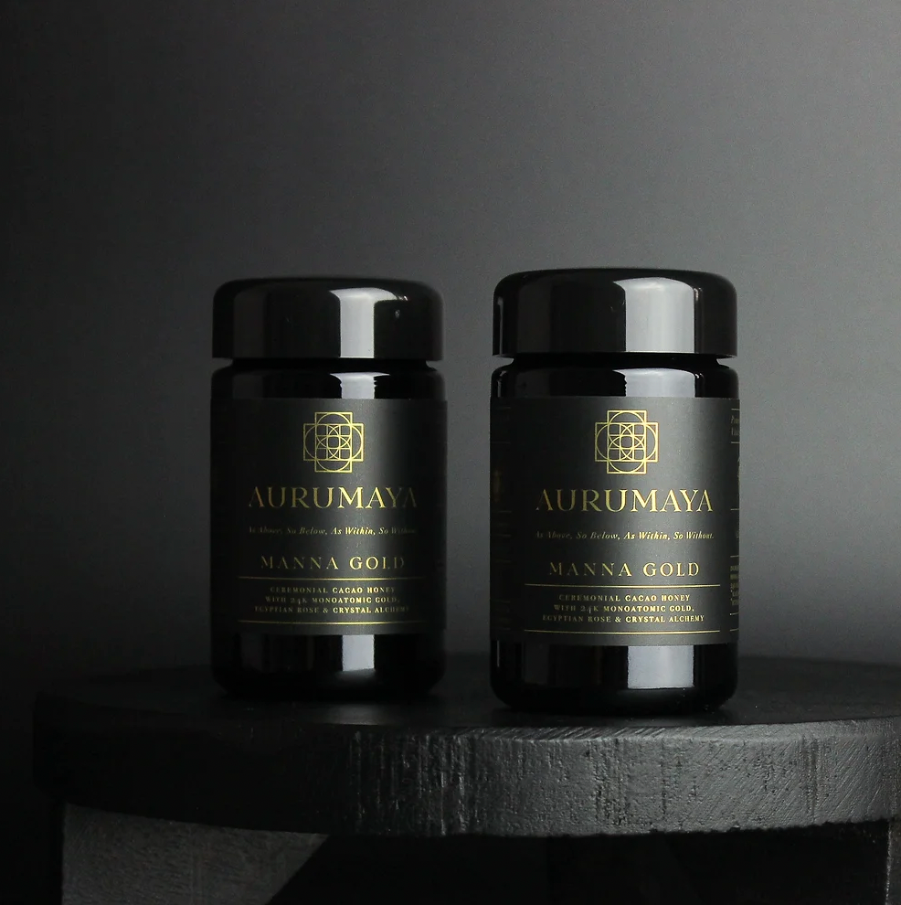 MANNA GOLD / Egyptian Rose, Cacao, 24K Monatomic Gold & Crystal Honey, Aurumaya