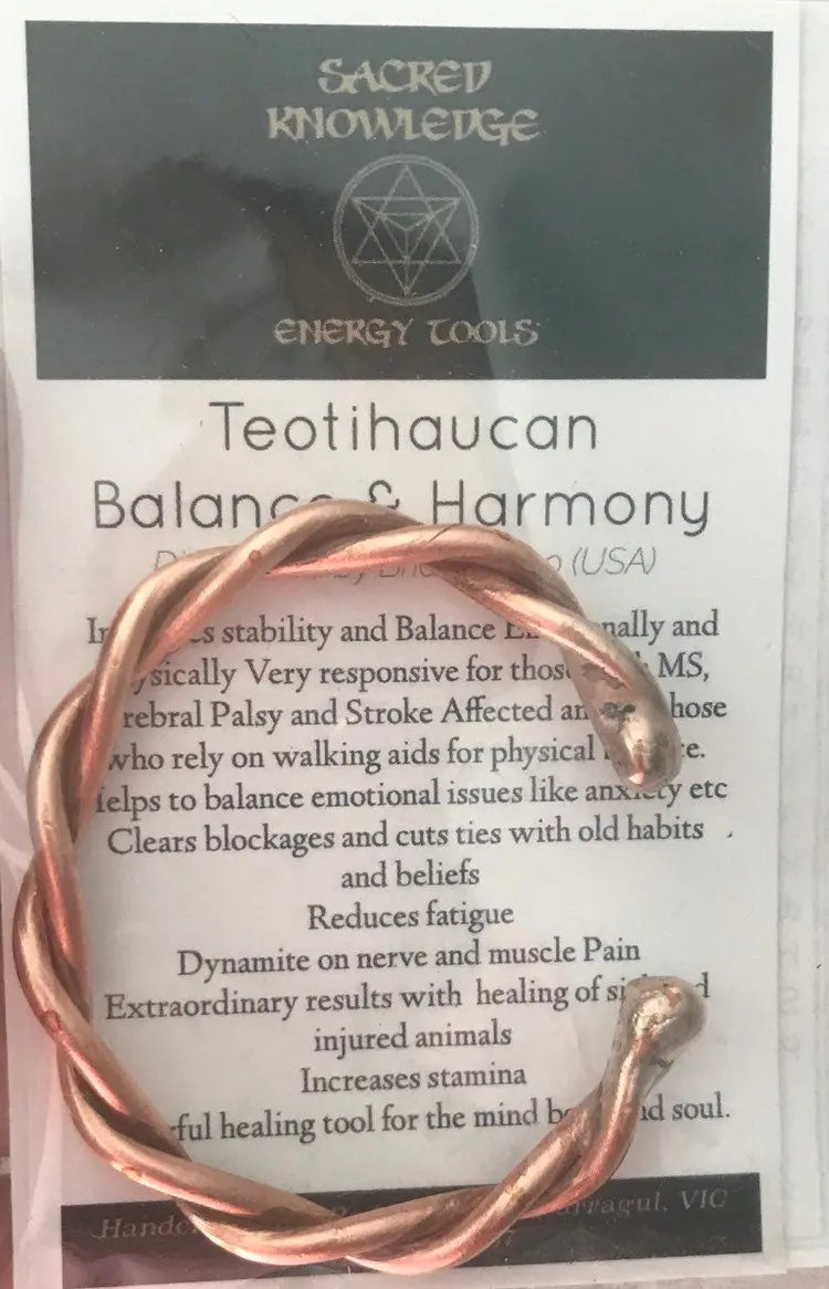 Child Size Teotihuacan Bracelet Children's Copper Bangle, Sacred Knowledge Energy Tools