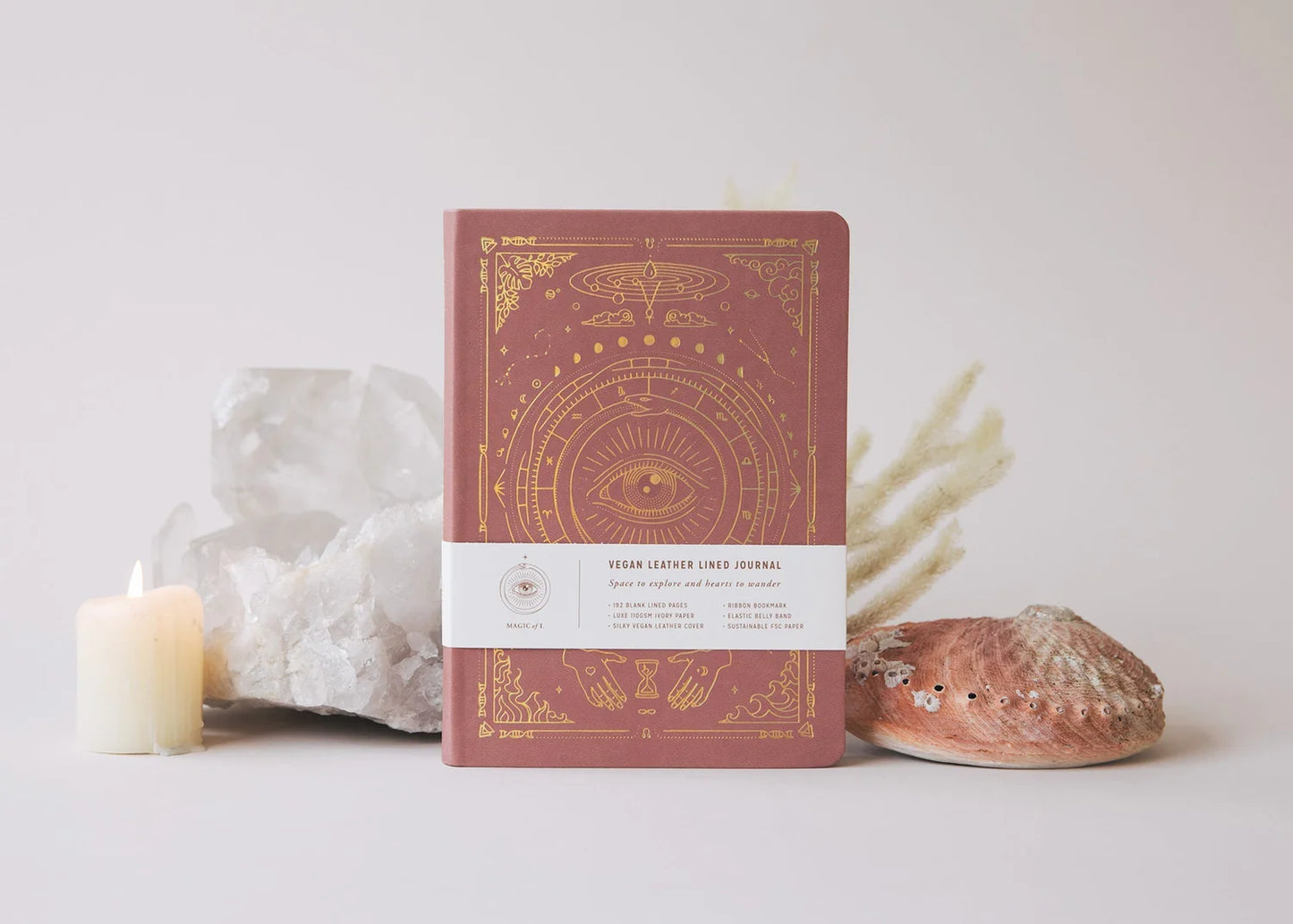 A5 Vegan Leather Lined Journal, Magic of I