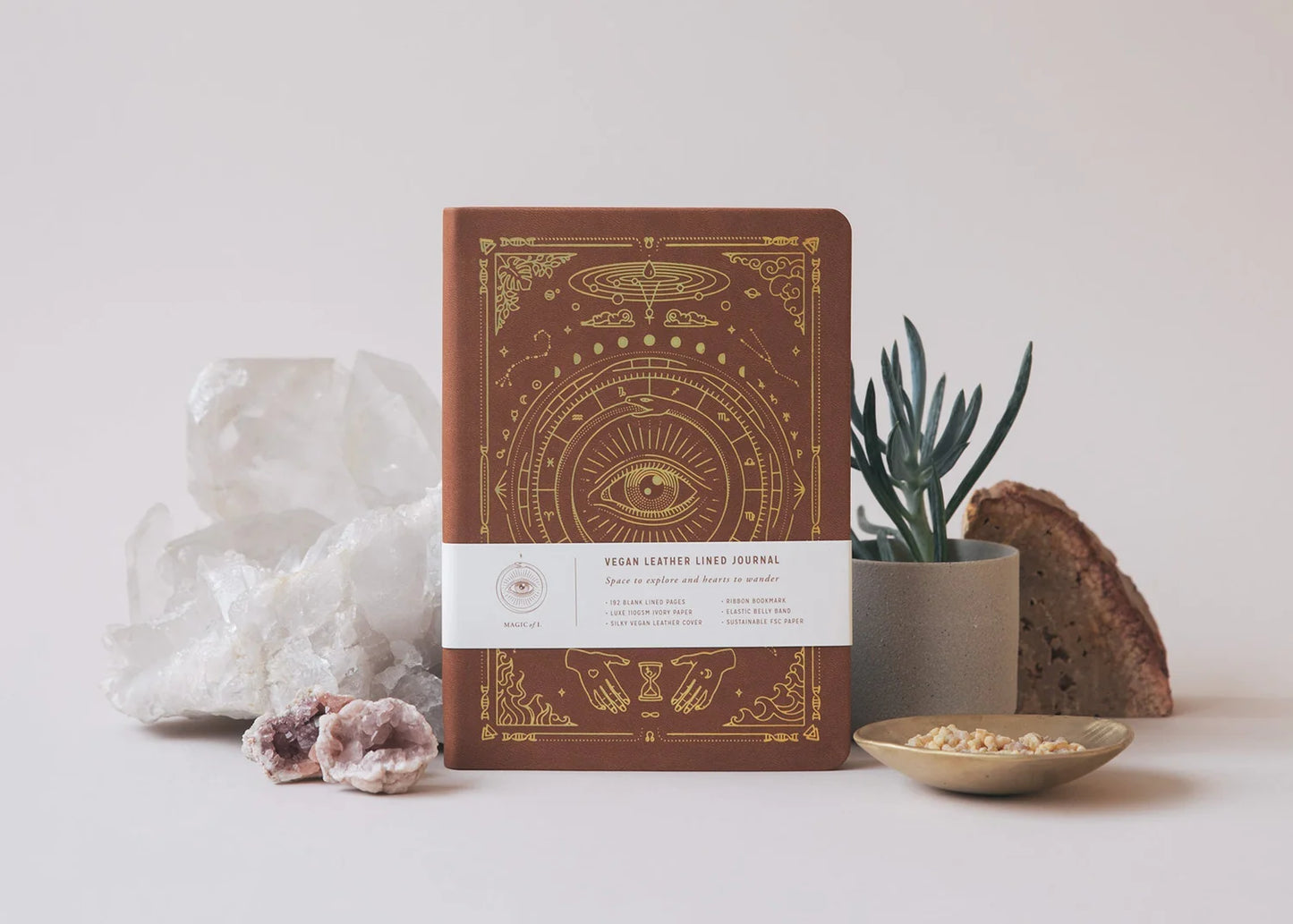 A5 Vegan Leather Lined Journal, Magic of I